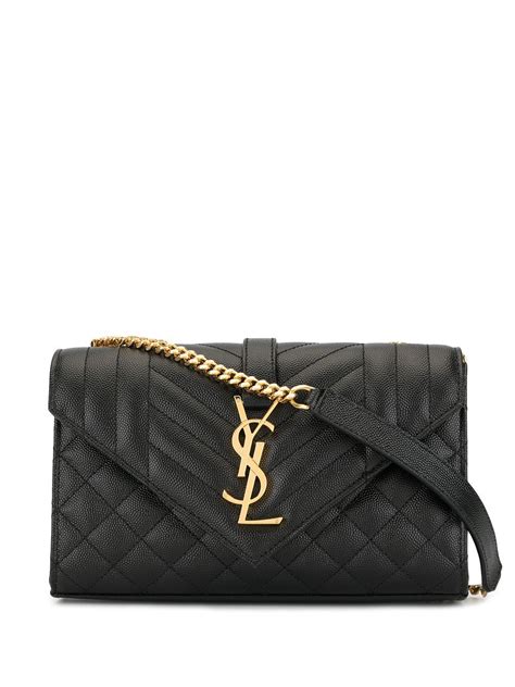 ysl crossbody bag black chain|ysl black quilted bag.